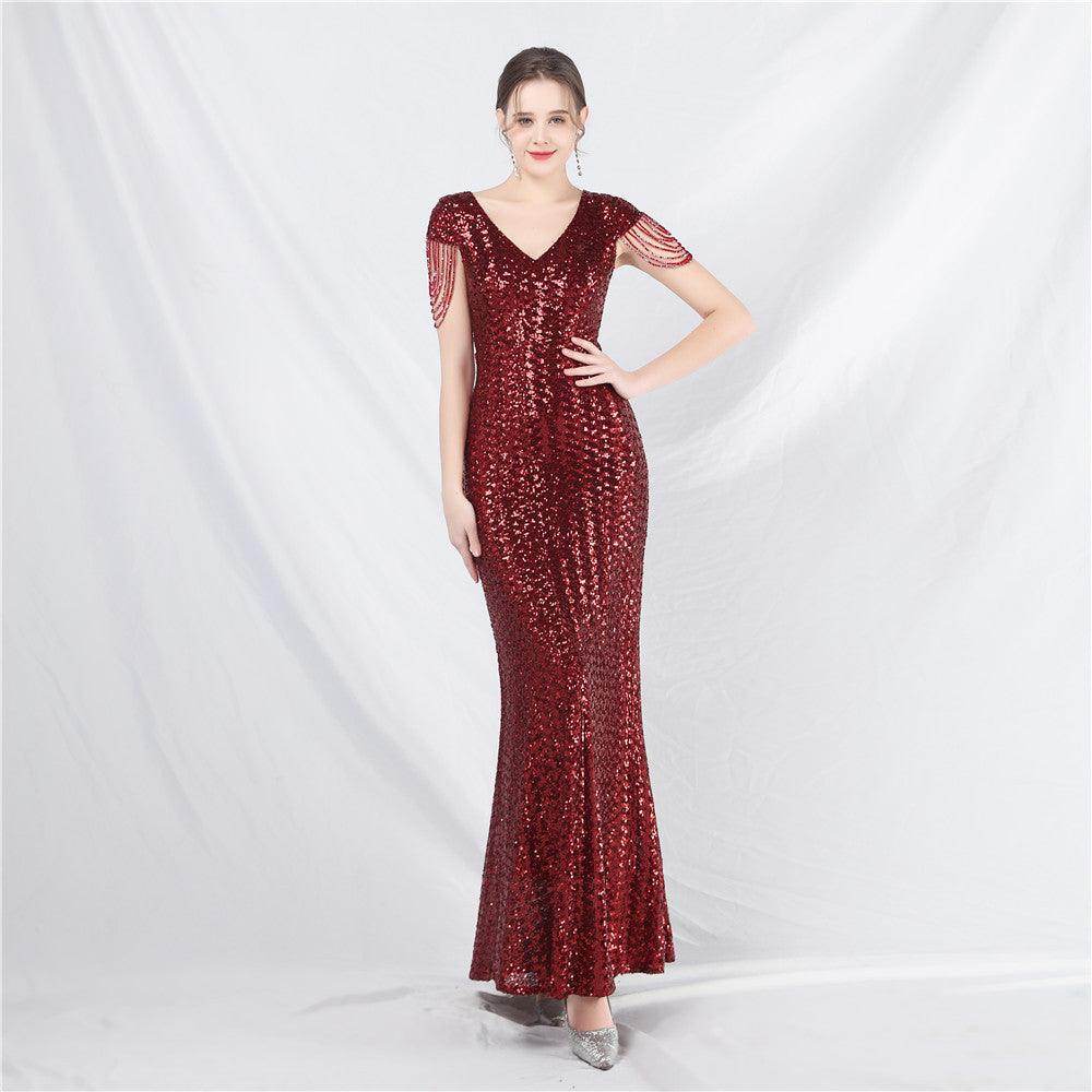 Trumpet-Mermaid Floor Length Sequins Dress 798985229504 - COCOMELODY